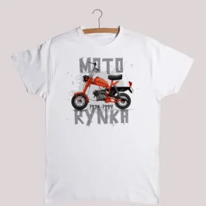 Bestseller T-shirt MOTORYNKA pomarańczowa - męski biały XL
