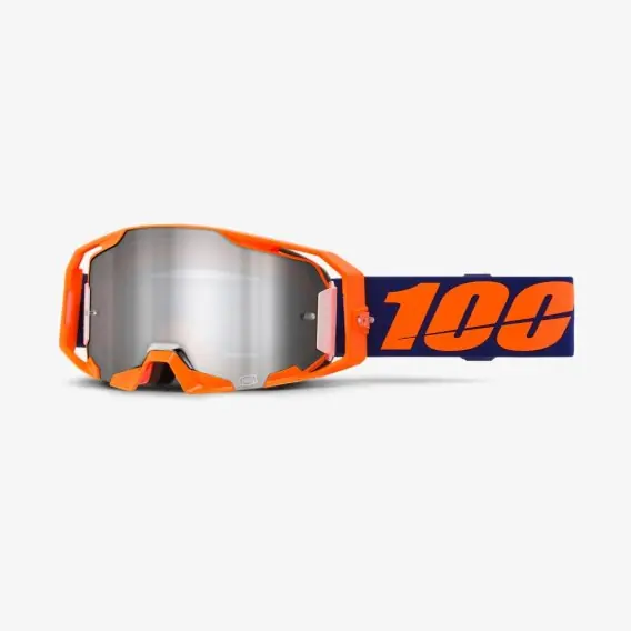 100 PROCENT GOGLE ARMATIC NEON ORANGE - MIRROR SILVER FLASH LENS - KOLOR POMARAŃCZOWY/BIAŁY/NIEBIESKI SZYBA SREBRNE LUSTRO Bezpieczne zakupy