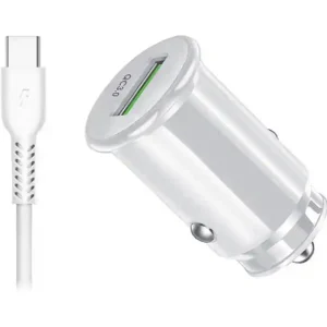 Ostatnie sztuki Ładowarka samochodowa do telefonu FAST QC 3.0 + kabel USB typ-C